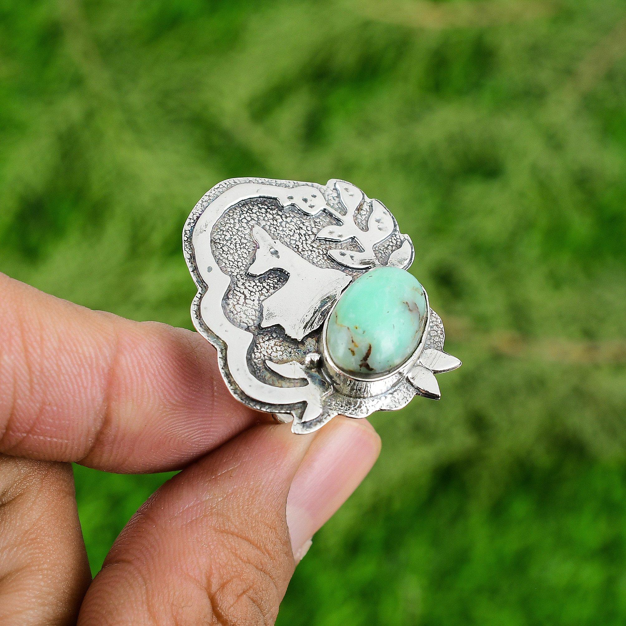 Mothers day Deal Natural Chrysoprase Multi Stone Bezel Ring 925 Sterling Silver
