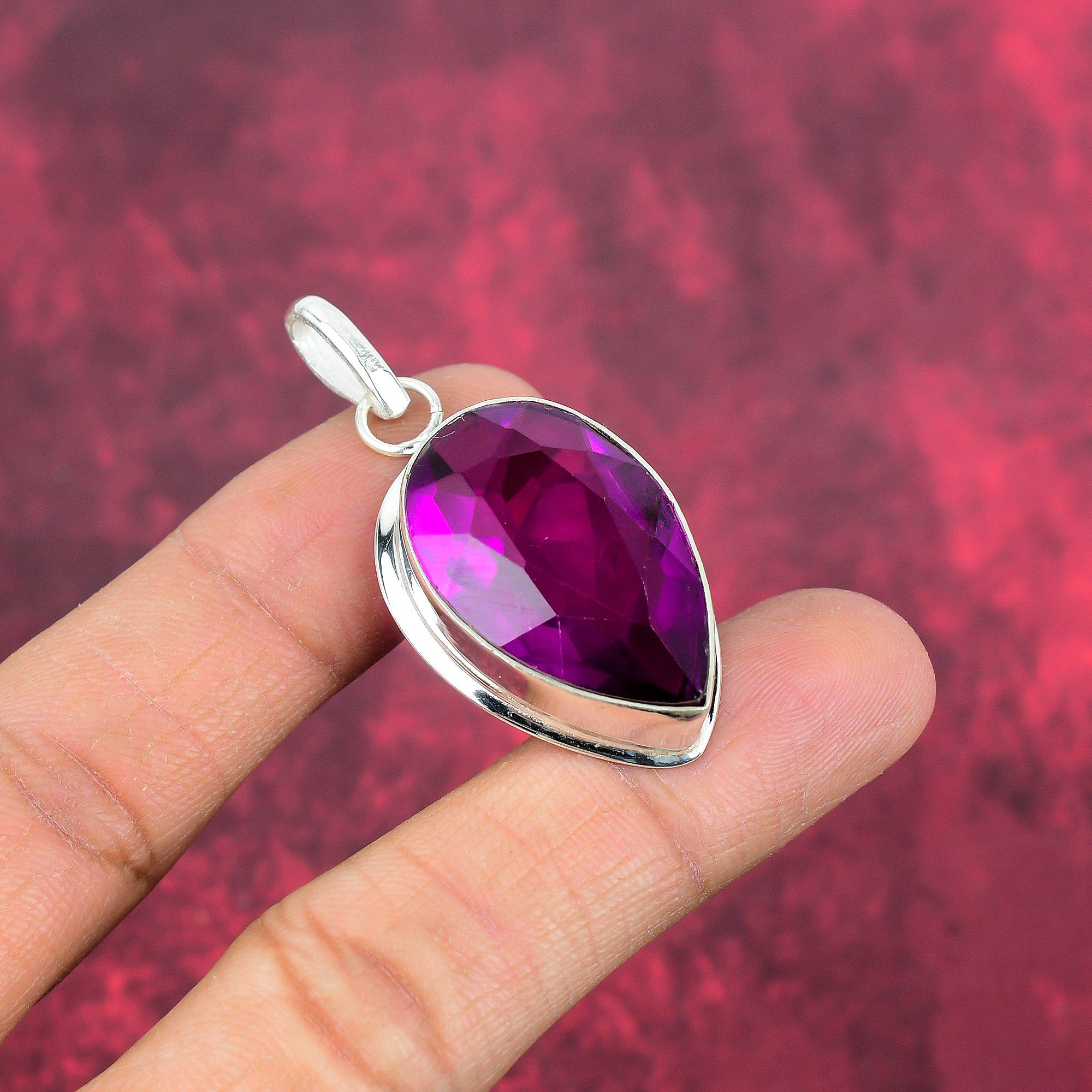 Pandantiv cu ametist roz, pandantiv cu pietre prețioase lucrate manual, bijuterii cu design unic pandantiv din argint 925