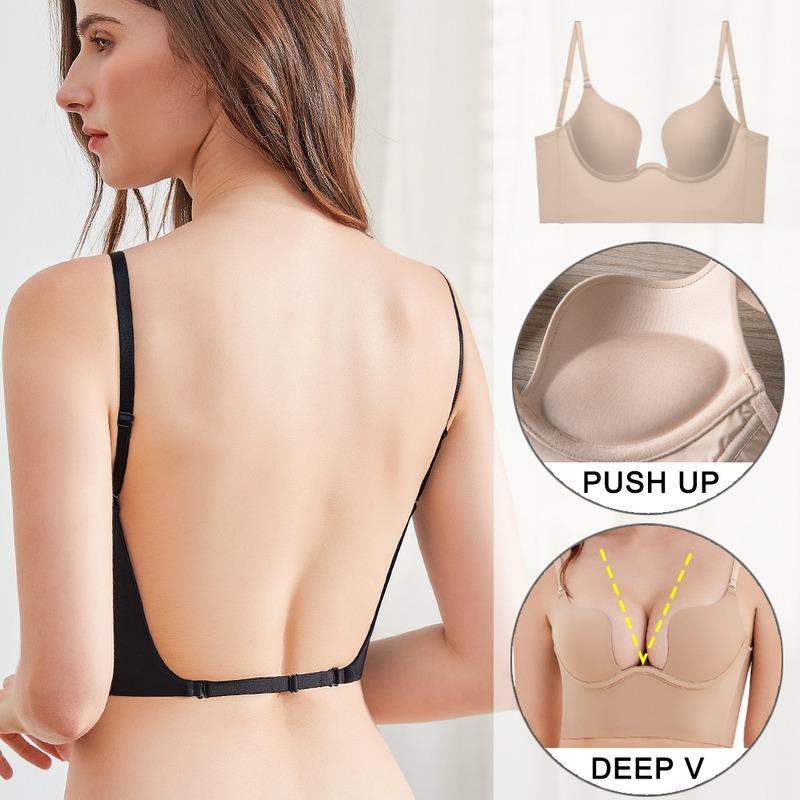 Reggiseno Senza Spalline Convertibile Donna | Push Up Non Imbottito, Invisibile, Schiena Scoperta | Fascia Bralette Multiuso Con Spalline Rimovibili