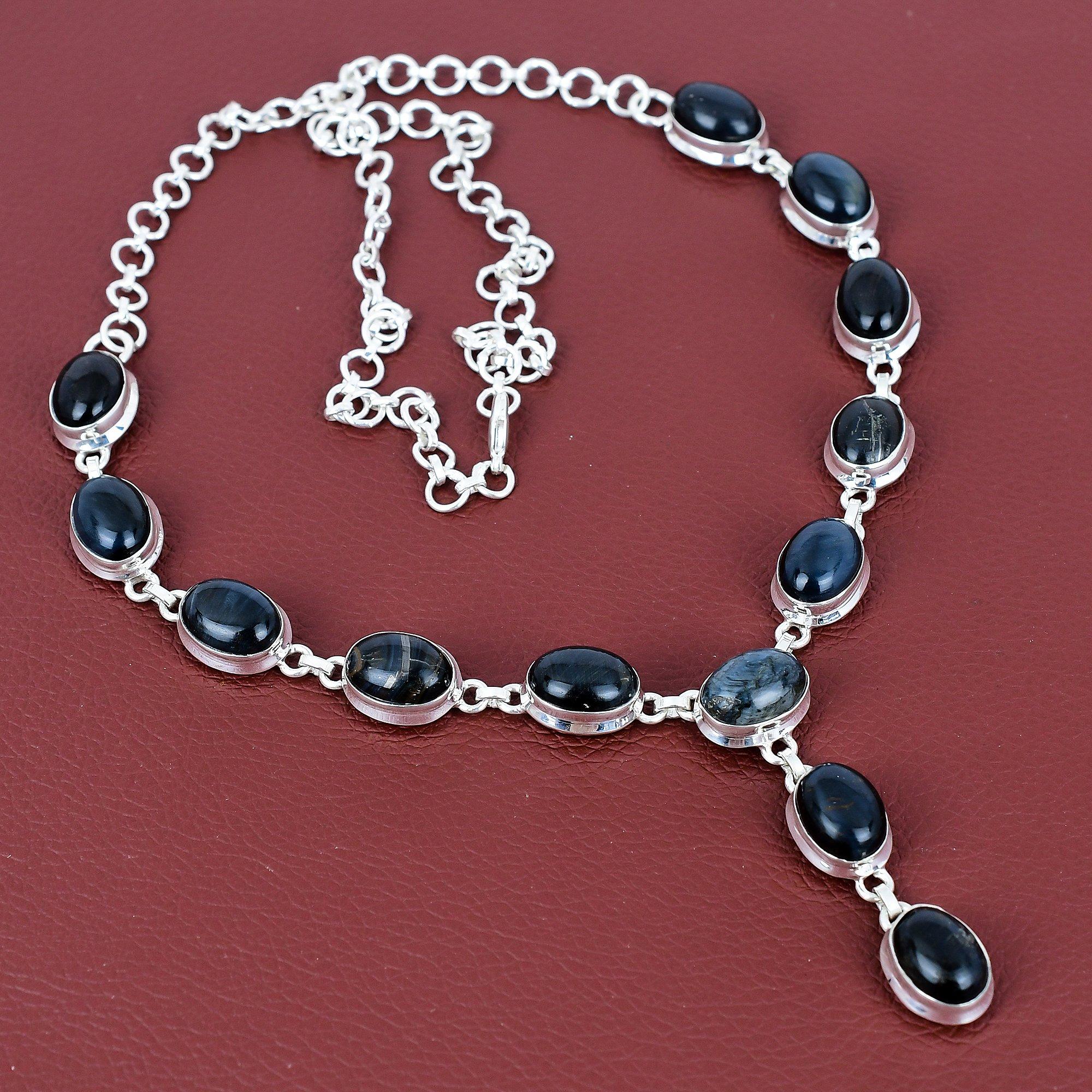 Pietersite Necklace Gemstone Necklace Handmade Jewelry 925 Sterling Silver Adjustable Chain Necklace Natural Pietersite Jewelry Wedding Gift