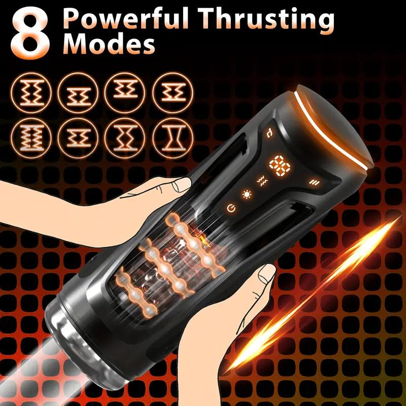 Automatic Heating Sucking Blowjob Masturbator Cup 9 Vibrations with 8 Thrust Modes And 2 Heating Levels 3D Textured Tunnel Sex Toy For Male