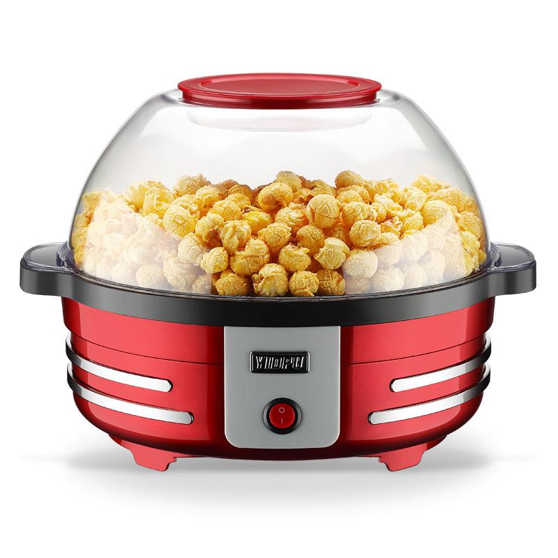 Automatic Stirring Popcorn Maker Popper, Electric Hot Oil Popcorn Machine with Measuring Cap Built-in Reversible Serving Bowl, Great