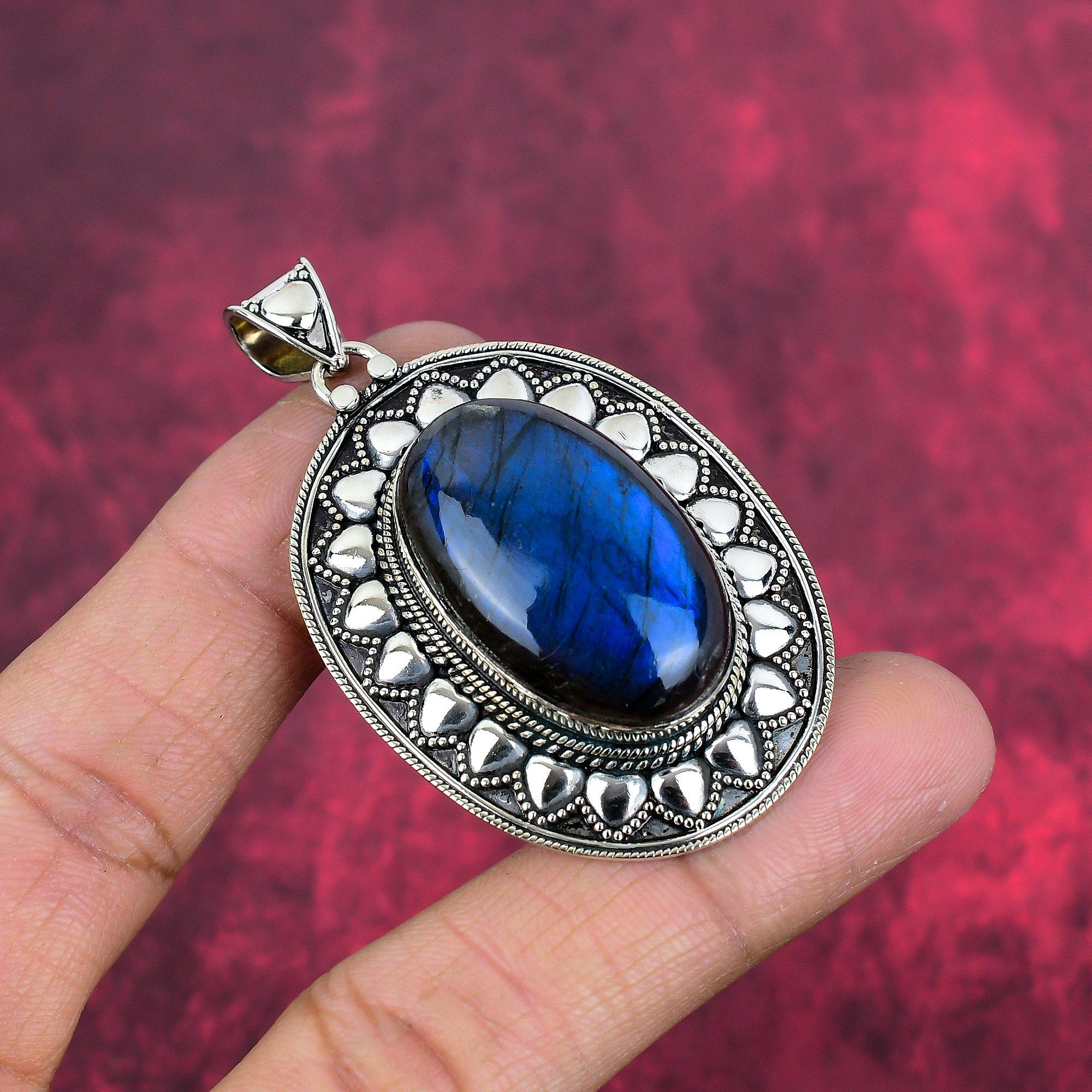 Labradorite Pendant, Handmade Gemstone 925 Sterling Silver Pendant Antique Jewelry, For Gift Silver Jewelry