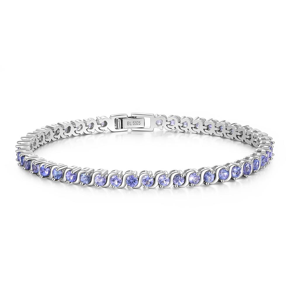 Luxury Rare Gemstone Natural Blue Tanzanite Twist Design Bracelet S925 Silver Fine Jewelry Women Anniversary & Engagement Gift