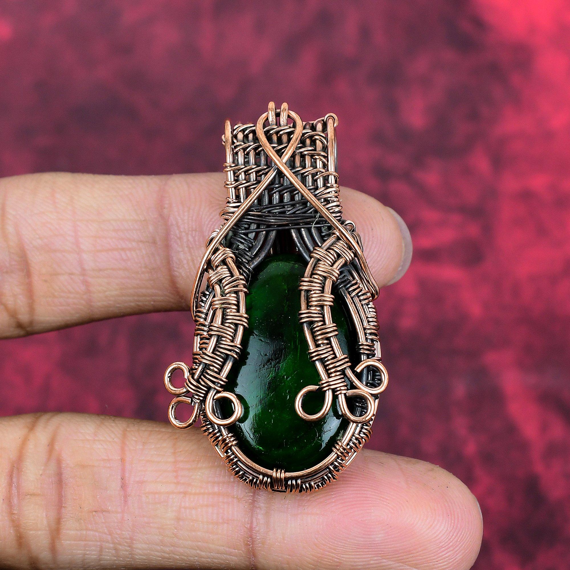 Pendente in labradorite fuoco verde pendente avvolto in filo di rame pendente designer fatto a mano pietra preziosa gioielli in rame regali per lui gioielli wire wrap