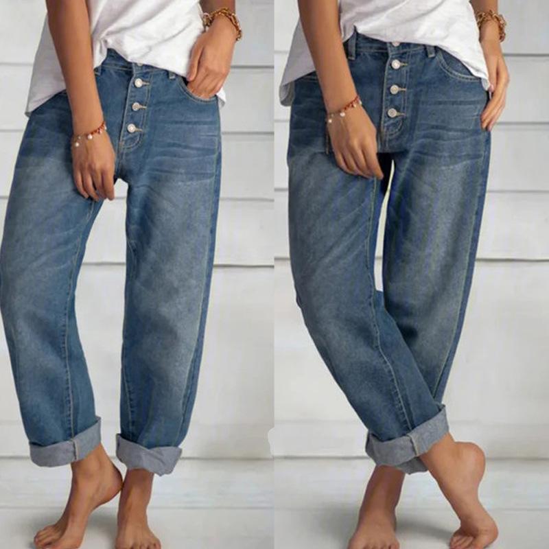 New Loose-Fit Casual Versatile Slimming Women's Straight Leg Jeans 2025 Casual All Match Simple and Thin Denim Pants Women's Clothing
