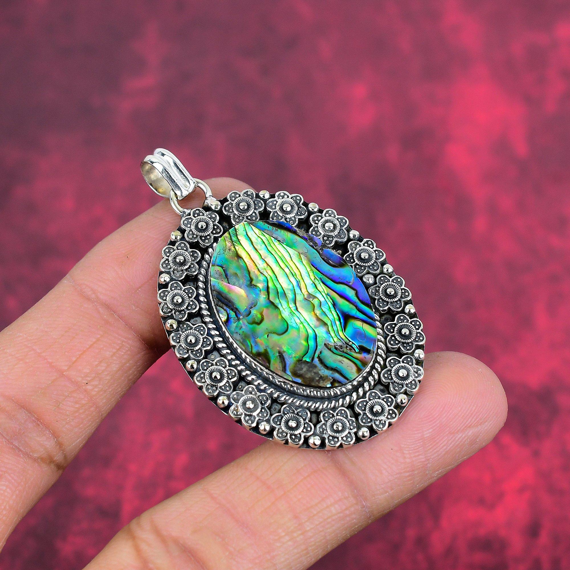 Abalone Shell Gemstone 925 Solid Sterling Silver Jewelry, Handmade Glorious Silver Jewelry Gift For Women