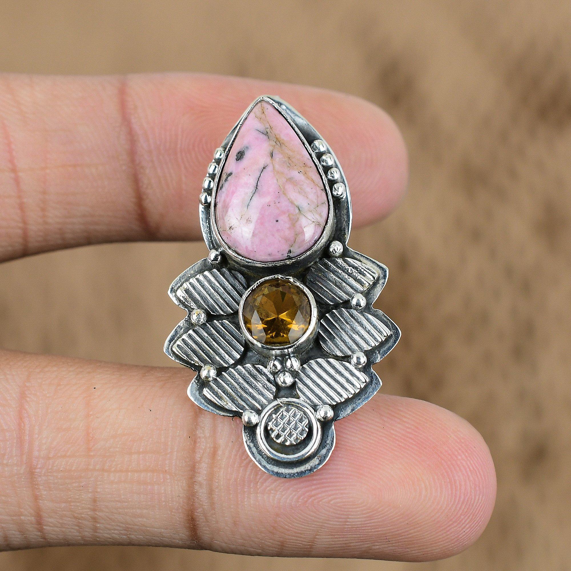 Wedding Gift For Her 925 Sterling Silver Natural Rhodonite Gemstone Pendant
