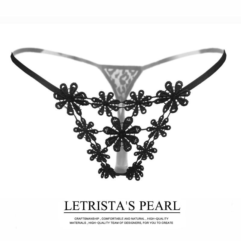 Sexy Lingerie Women's Panties Crotch Opening Transparent G-strings Thongs Solid Bowknot Underwear for Ladies Women Lace Pantys