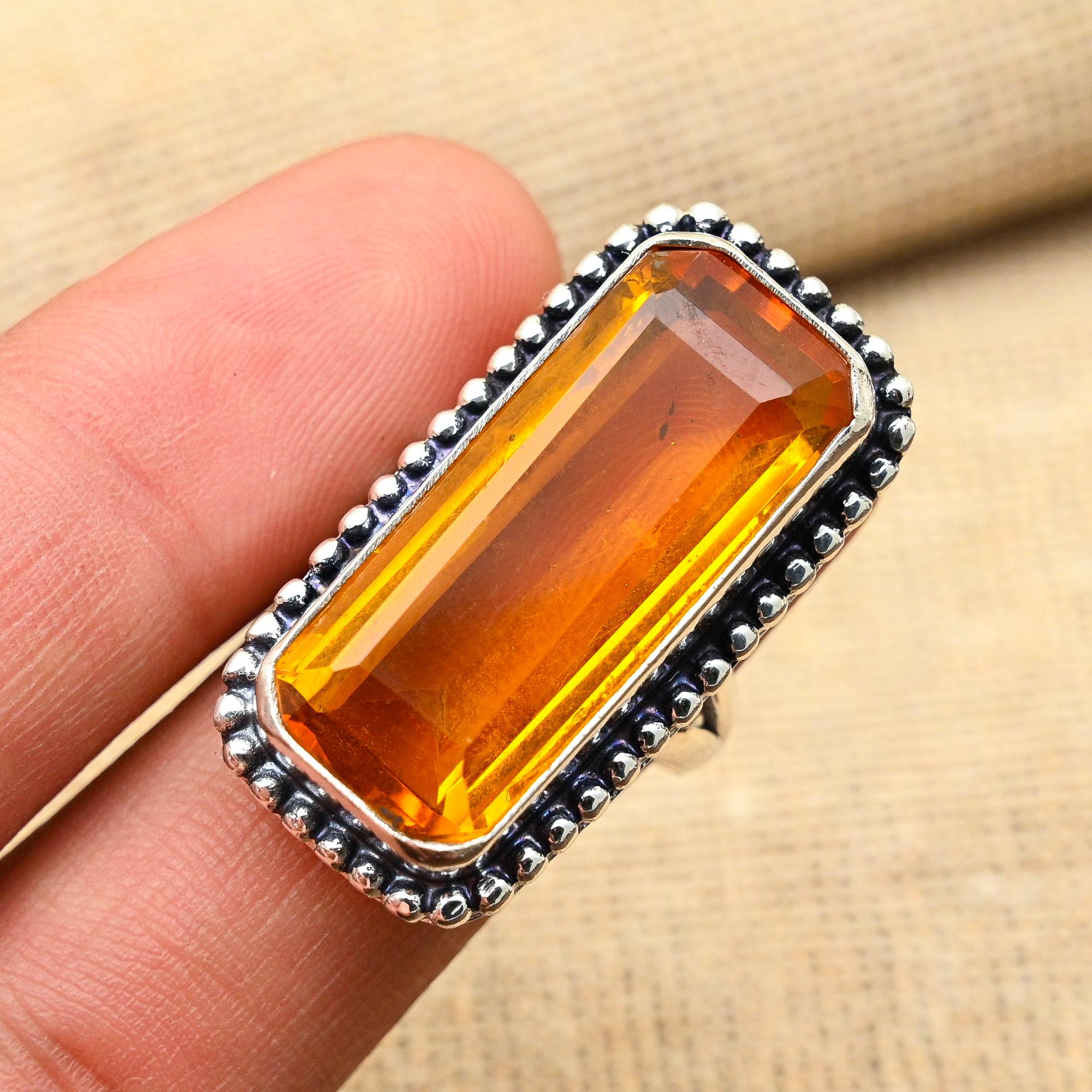 Attractive Honey Topaz Gemstone Handmade 925 Solid Sterling Silver Jewelry Lovely Ring For Women