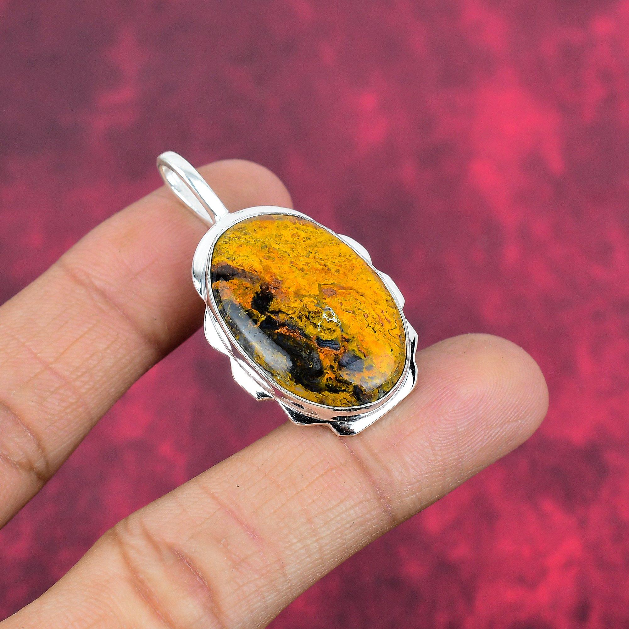 Μενταγιόν Bumblebee Jasper, κοσμήματα από ασήμι 925, χειροποίητο μενταγιόν, για την Ημέρα της Μητέρας