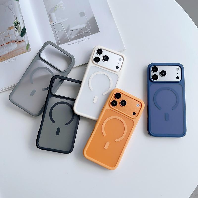 Custodia Magnetica Trasparente Opaca Per iPhone 17 Pro Max 16 15 14 13 Pro Max Per Ricarica Wireless Magsafe Cover Antiurto Texture Olio