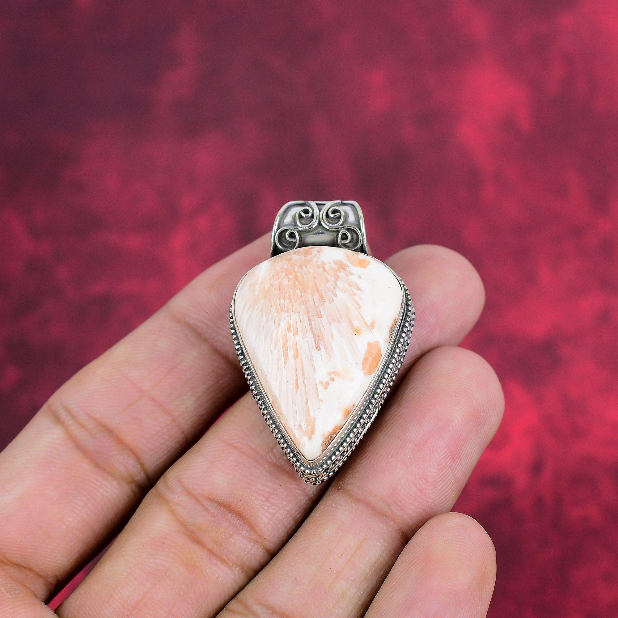 Orange Scolecite Jewelry, 925 Solid Sterling Silver Pendant Handmade Gemstone Jewelry, Gifts For Wife Brand New Pendant
