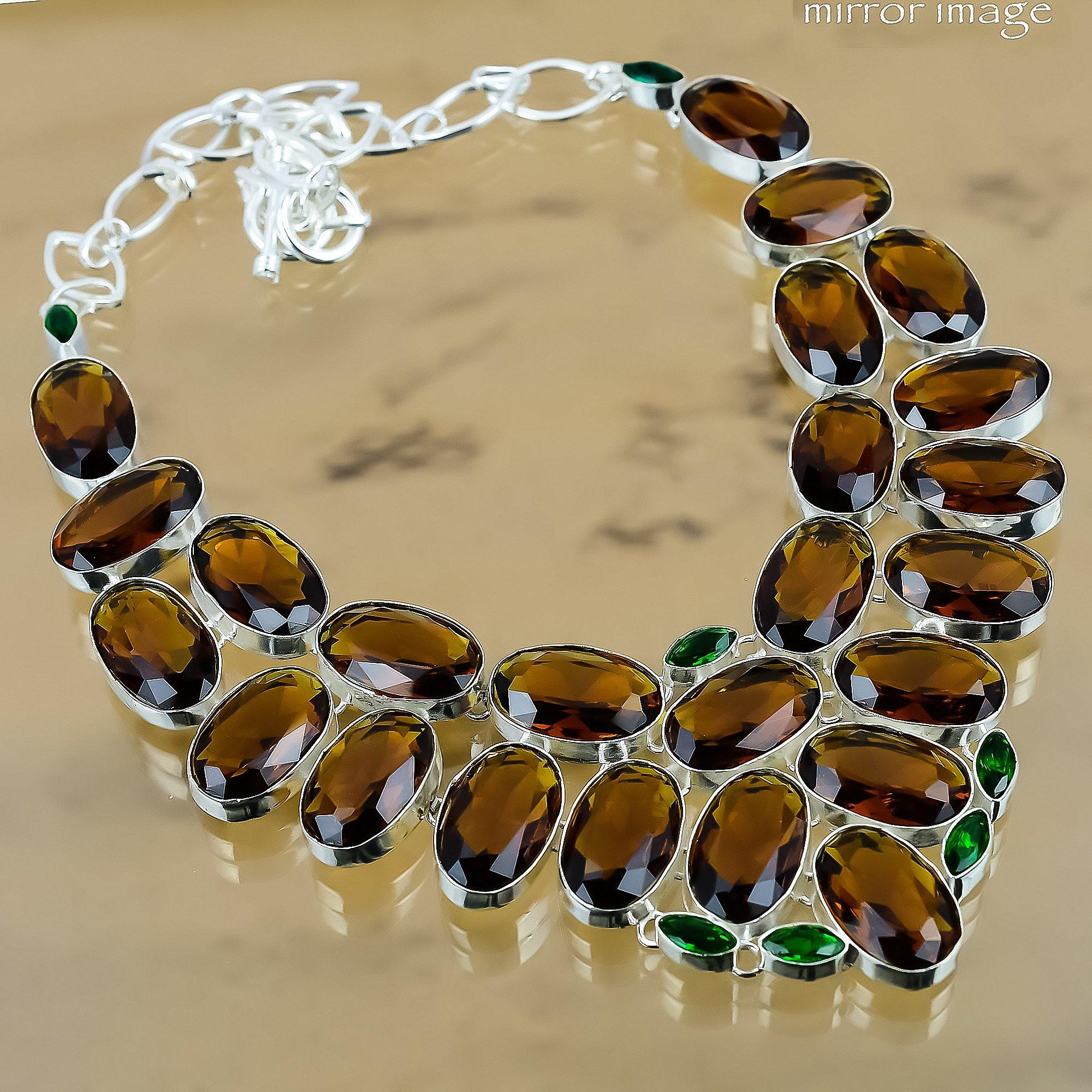 Gift For Women Chain Adjustable Necklace 925 Silver Natural Citrine Gemstone