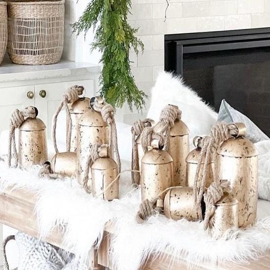 Set of 12 Giant Harmony Cow Bells Handmade Rustic Lucky Cow Bells With Jute Rope