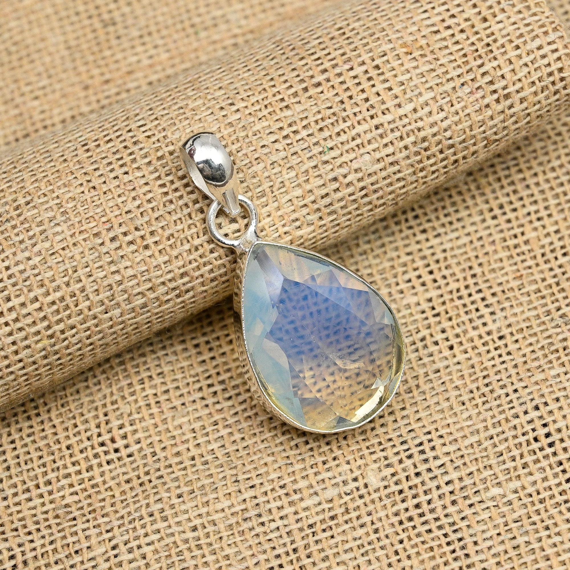 Pretty Milky Opal Gemstone Handmade 925 Sterling Silver Jewelry Lovely Pendant For Women