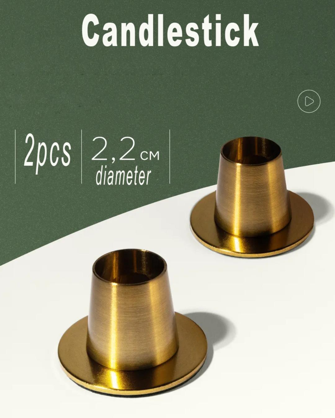2 Stück Gold/Schwarz Metall Kerzenhalter Stabkerzenleuchter 5cm/2" Säulenplatte Minimalistisch Vintage Deko Esstisch Hochzeitsfeier