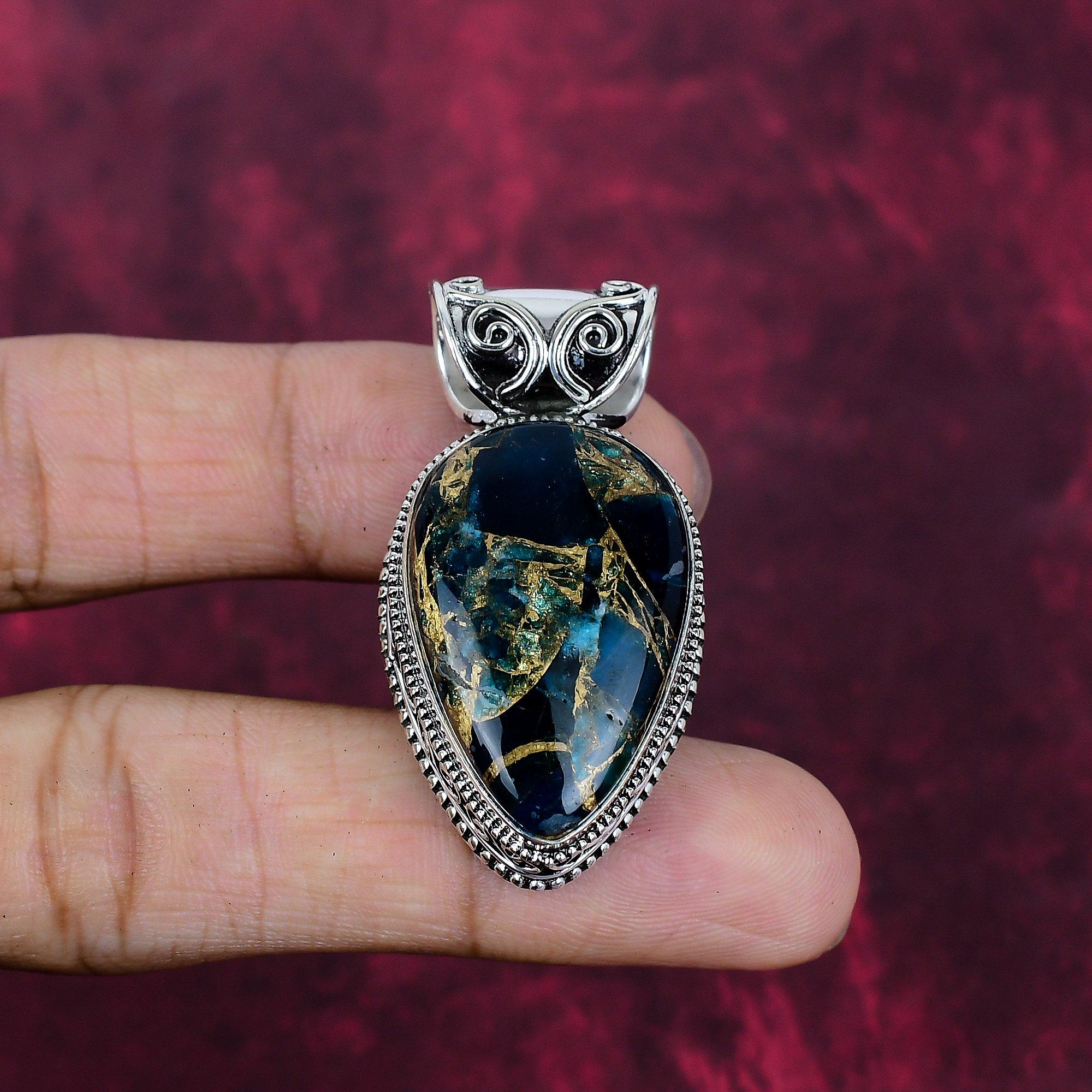 Copper Apatite Handmade Gemstone Beautiful Pendant, 925 Solid Sterling Silver Pendant, Gift For Love