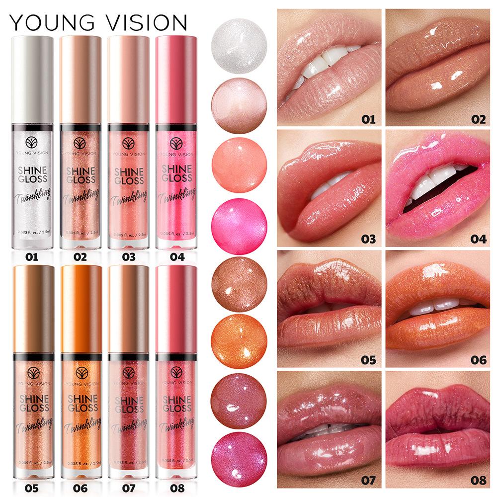 Glitter Matt Fine Shine Lip Gloss 8 Color Pearl Gloss Vanntett Lip Gloss Ice Transparent Pure To Overlay Lip Glaze