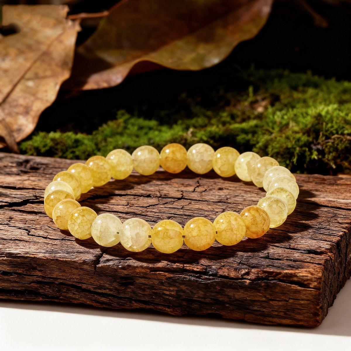 Yellow Citrine Crystal Brazaletes Stone Beaded Bracelet for Women Men Accessory