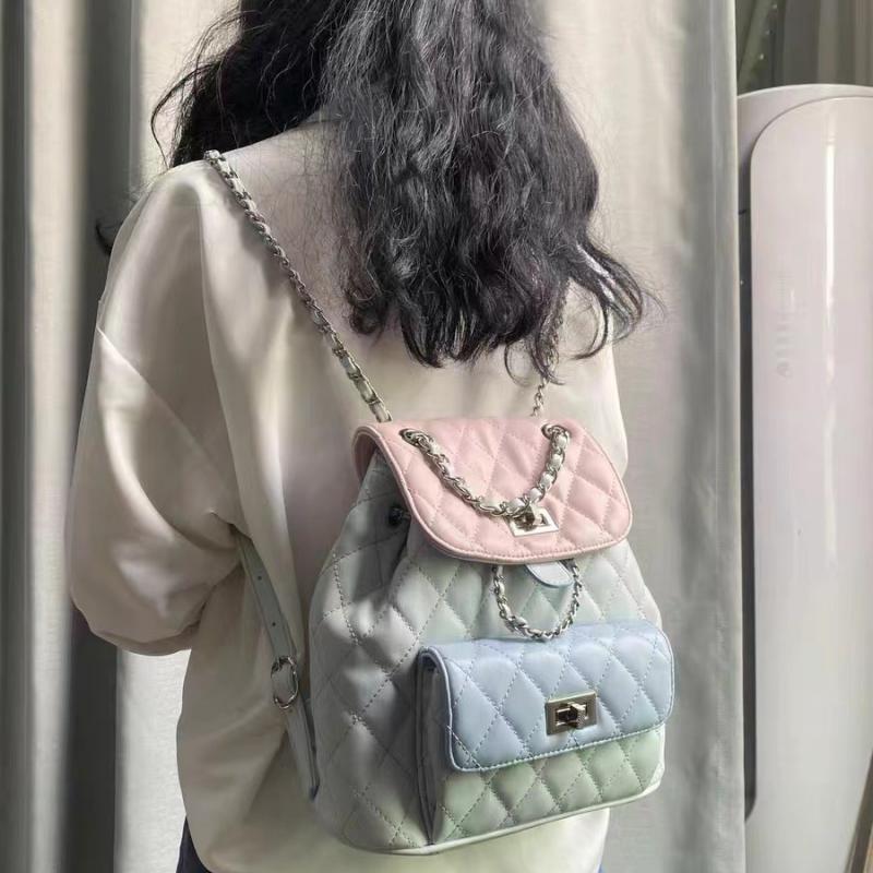 Autumn And Winter Trendy Backpack For Women High-end Diamond Chain Versatile Contrasting Color Urban Simple Backpack For Women