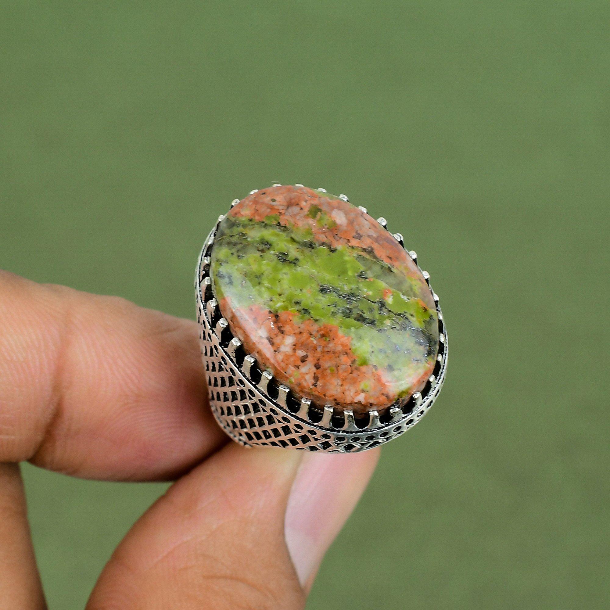 Unakite Ring 925 Sterling Silver Ring Handmade Dainty Jewelry Gemstone Ring Very Pretty Unakite Jewelry Gifts For Her Available In Ring Size