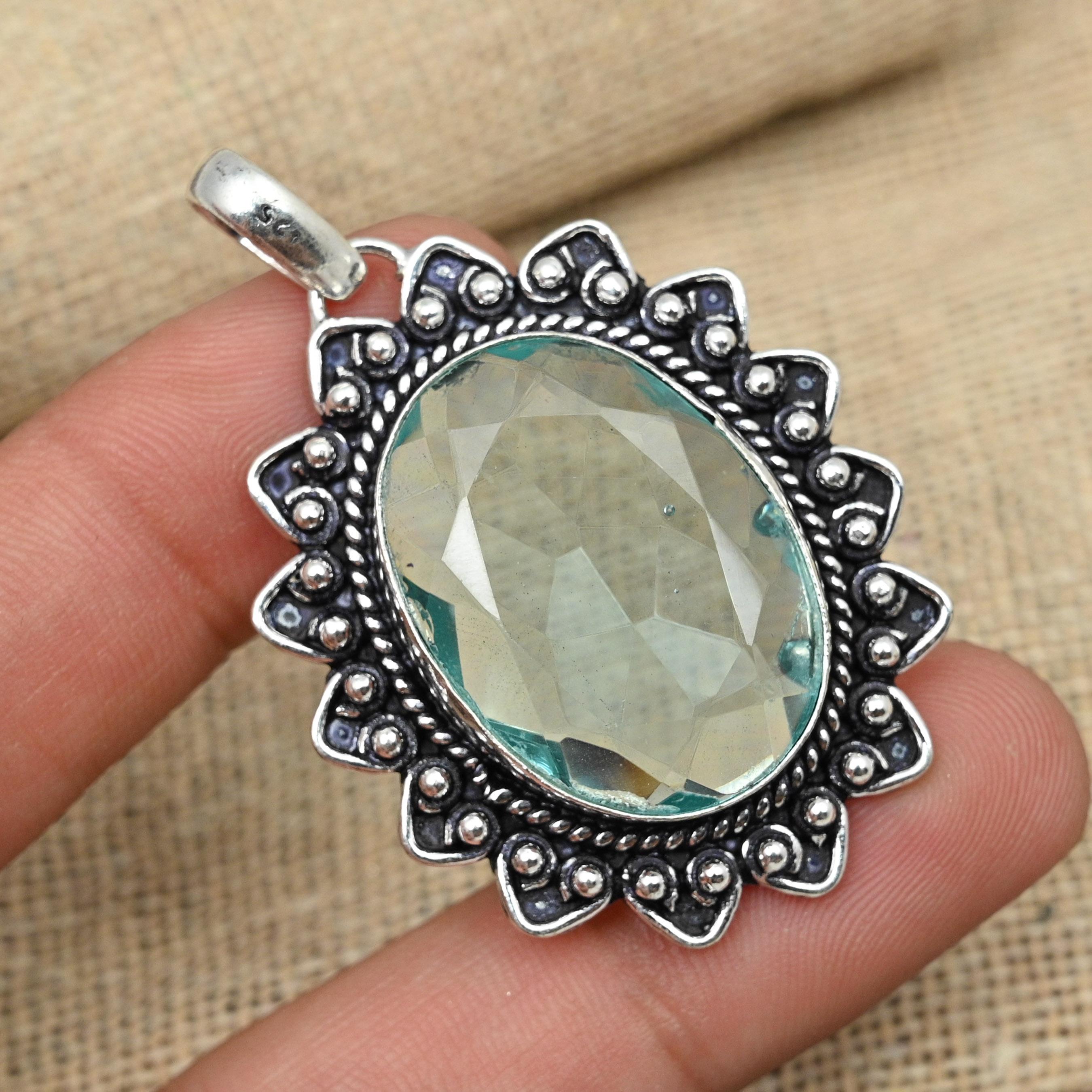 Green Amethyst 925 Sterling Silver Handmade Jewelry Fantastic Pendant For Women