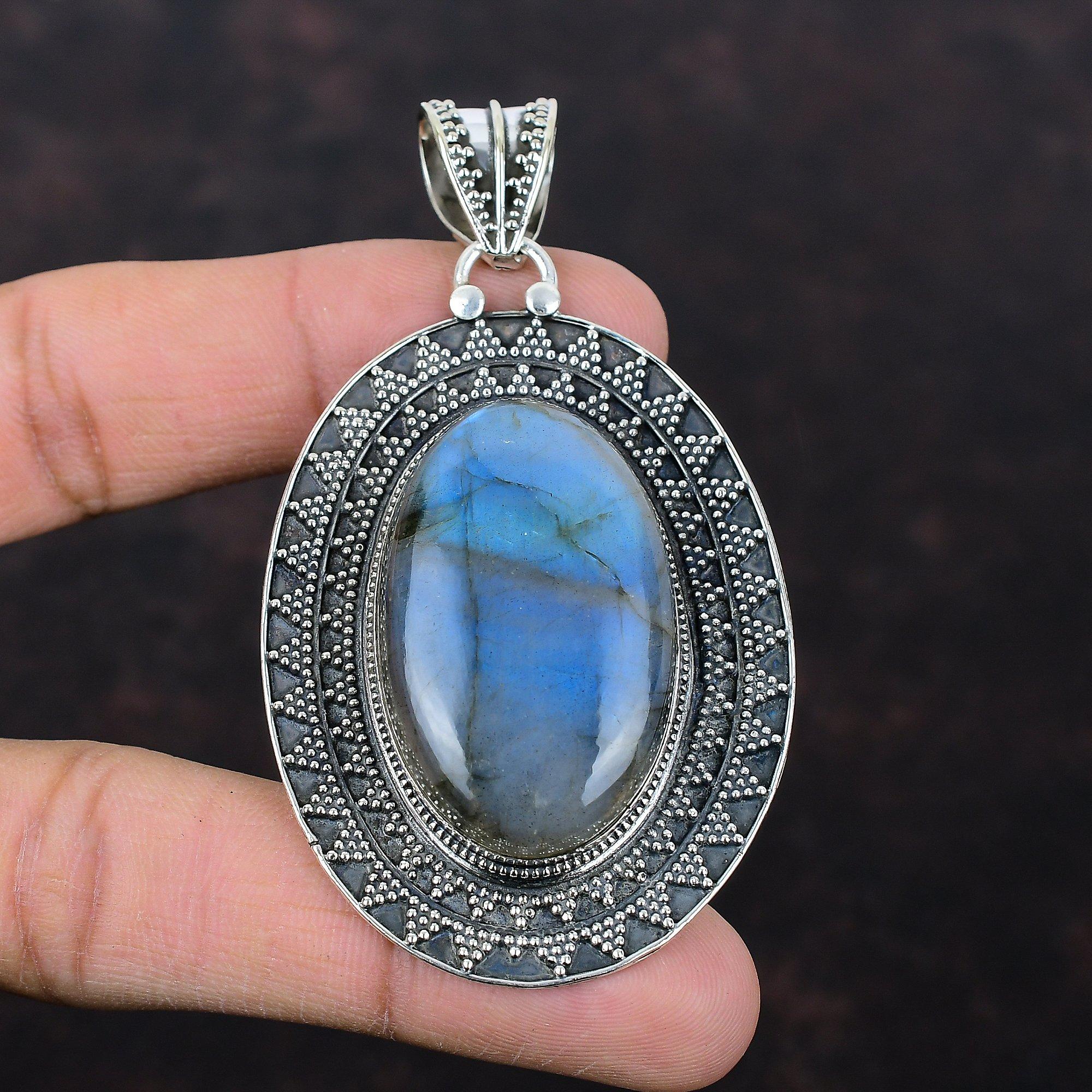 Labradorit Anhänger Natürlicher Edelstein Anhänger Vintage Anhänger Handgefertigter Schmuck 925 Sterling Silber Anhänger Labradorit Schmuck Geschenk für Frauen