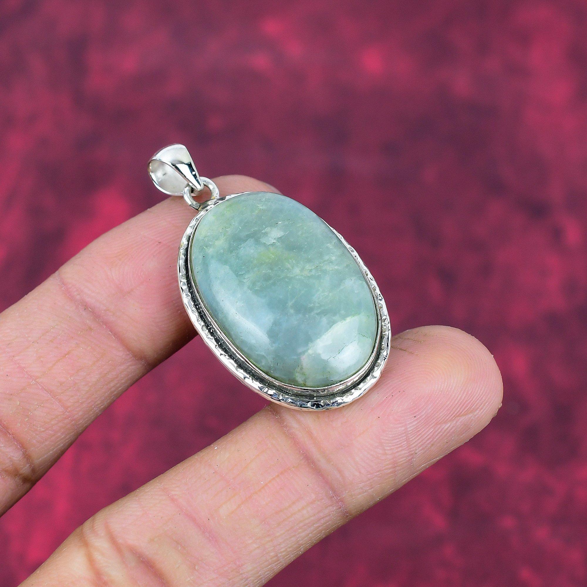 Aquamarine 925 Solid Sterling Silver Pendant, Handmade Gemstone Pendant Jewelry, Gifts For Wife Brand New Pendant