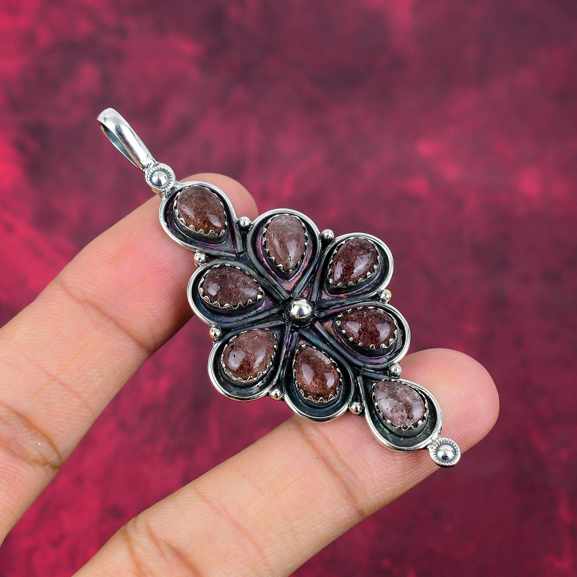 Pandantiv Piatră Soarelui Argint Sterling Solid 925, Bijuterii Pandantiv cu Piatră Prețioasă Făcut Manual, Cadouri Pentru Soție Pandantiv Nou