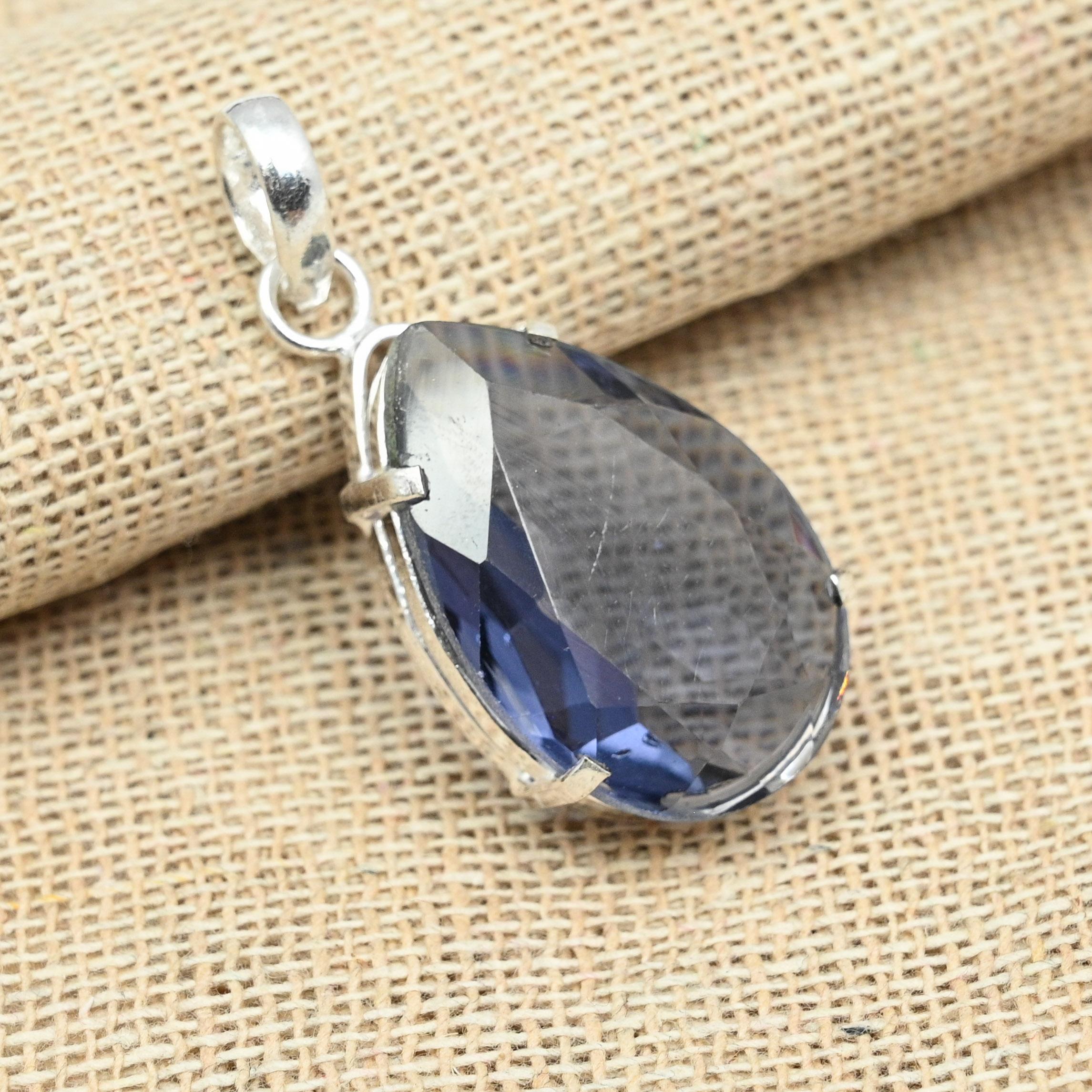 Faceted Ametyst Gemstone 925 Sterling Silver Ručně vyráběný šperkový přívěsek ve tvaru hrušky