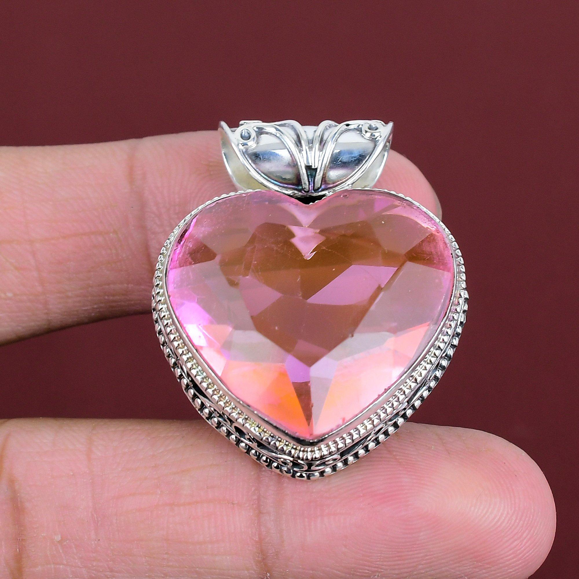 Faceted pink kunzite pendant real gemstone pendant dainty jewelry 925 sterling silver pendant handmade pendant vintage pendant gifts for her