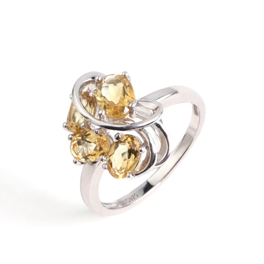 Gorgeous 925 sterling silver Leaf Fancy design ring Natural Citrine gemstones fine jewelry for women's wedding and banquet gift