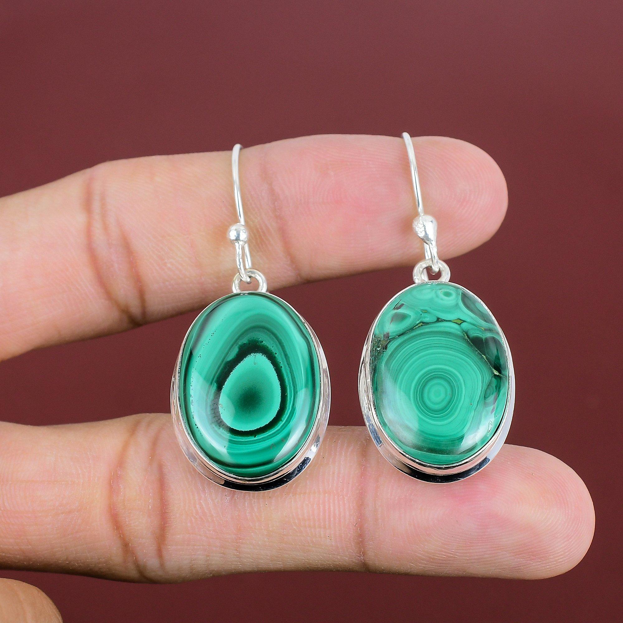 Malachite Earring 925 Sterling Silver Earring Gemstone Jewelry Handmade Earring Natural Malachite Jewelry Gift For Her Unique Design Earring