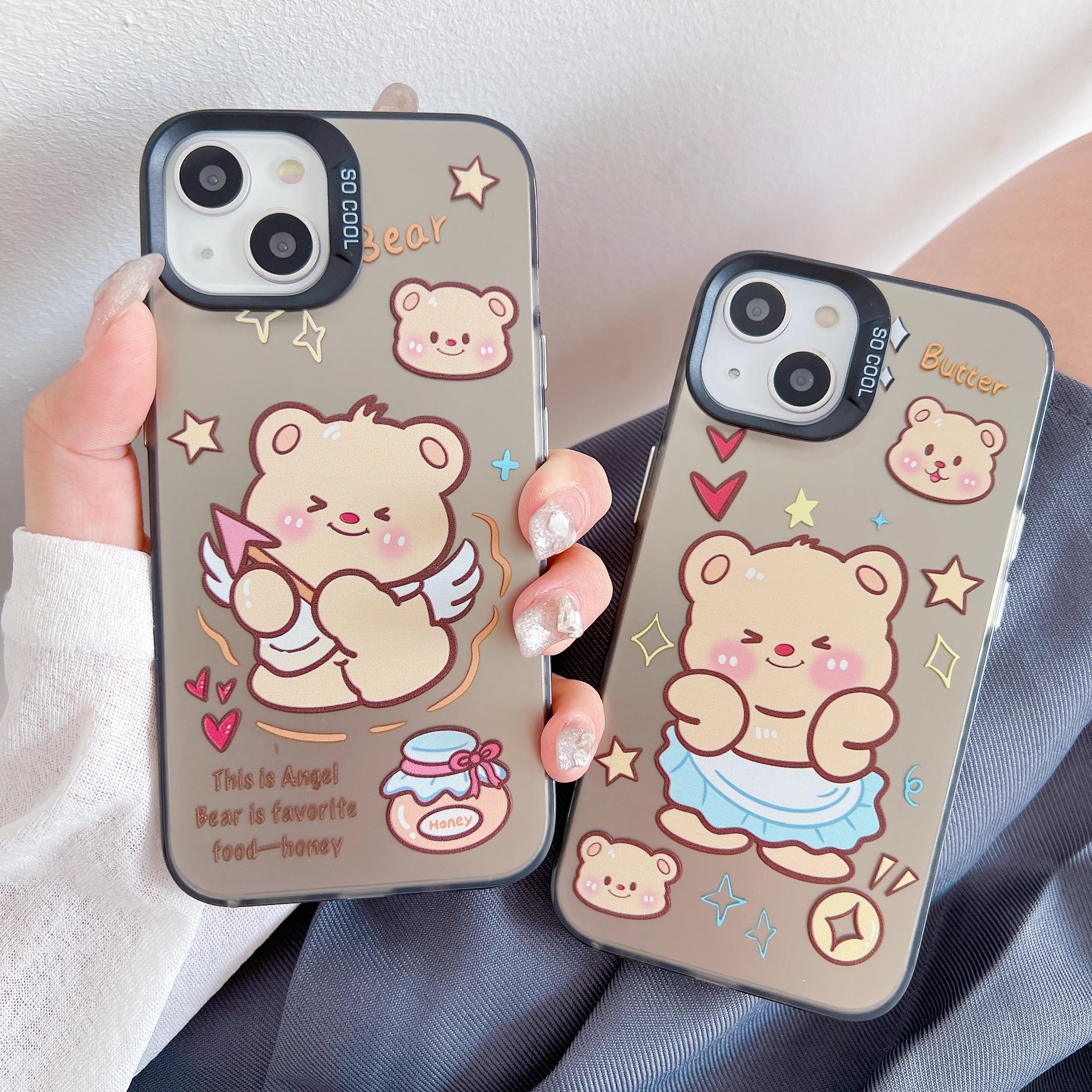 Laserové pouzdro Cupid Bear ze silikonu pro Xiaomi Redmi Note 12 11 Samsung A54 A24 A14 Oppo A78 A58 A38 Tecno Spark 10 30C Funda Malovaný kryt Měkký TPU nárazník