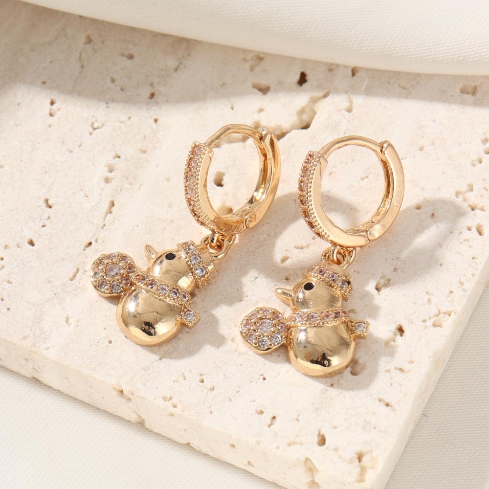 Fashion Snowman Dangle Earrings for Women Cubic Zirconia Daily Jewelry Party Accessories