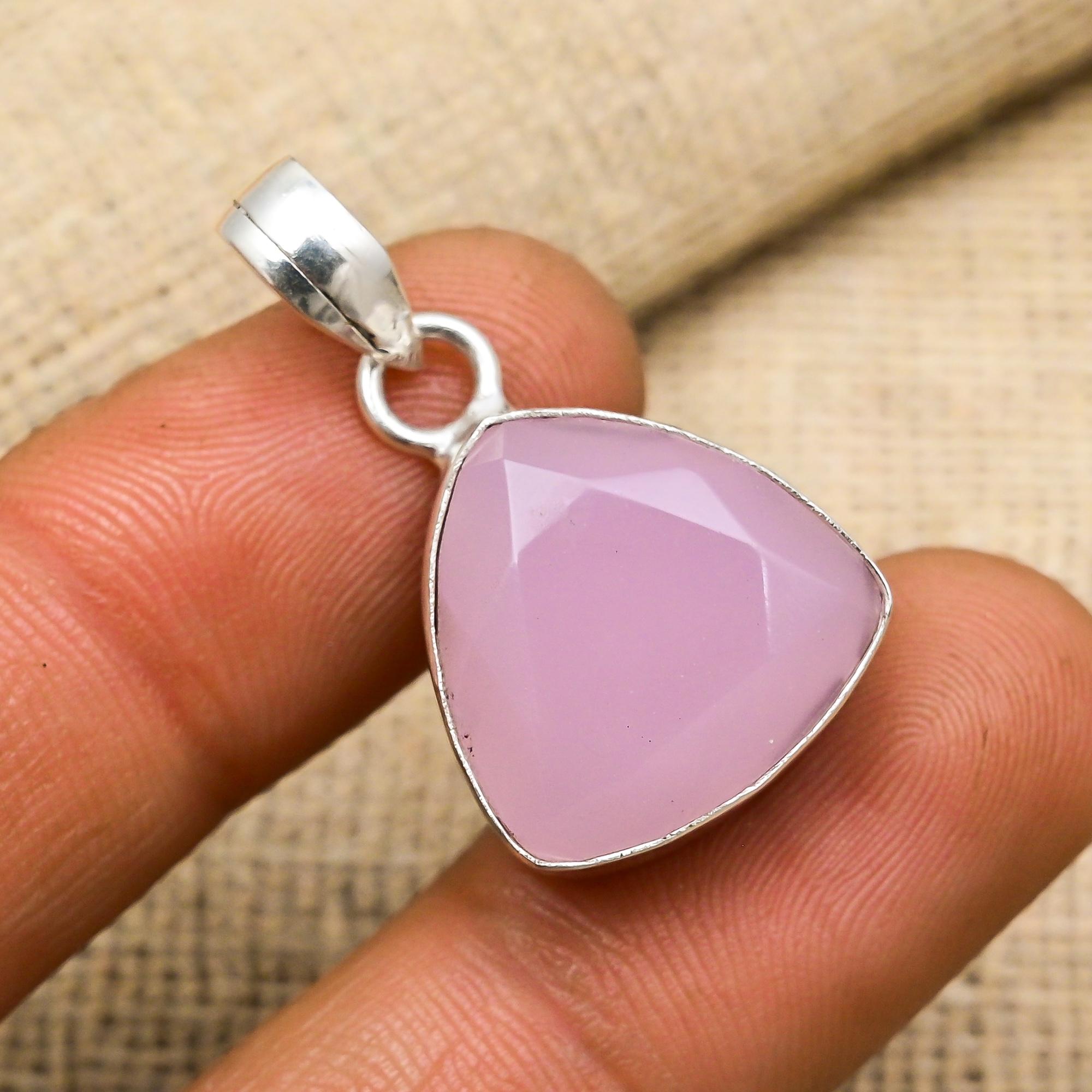 Rožinio chalcedono pakabukas, 925 prabos sidabro pakabukas, rankų darbo brangakmenių papuošalas, dovanos žmonai, visiškai naujas pakabukas