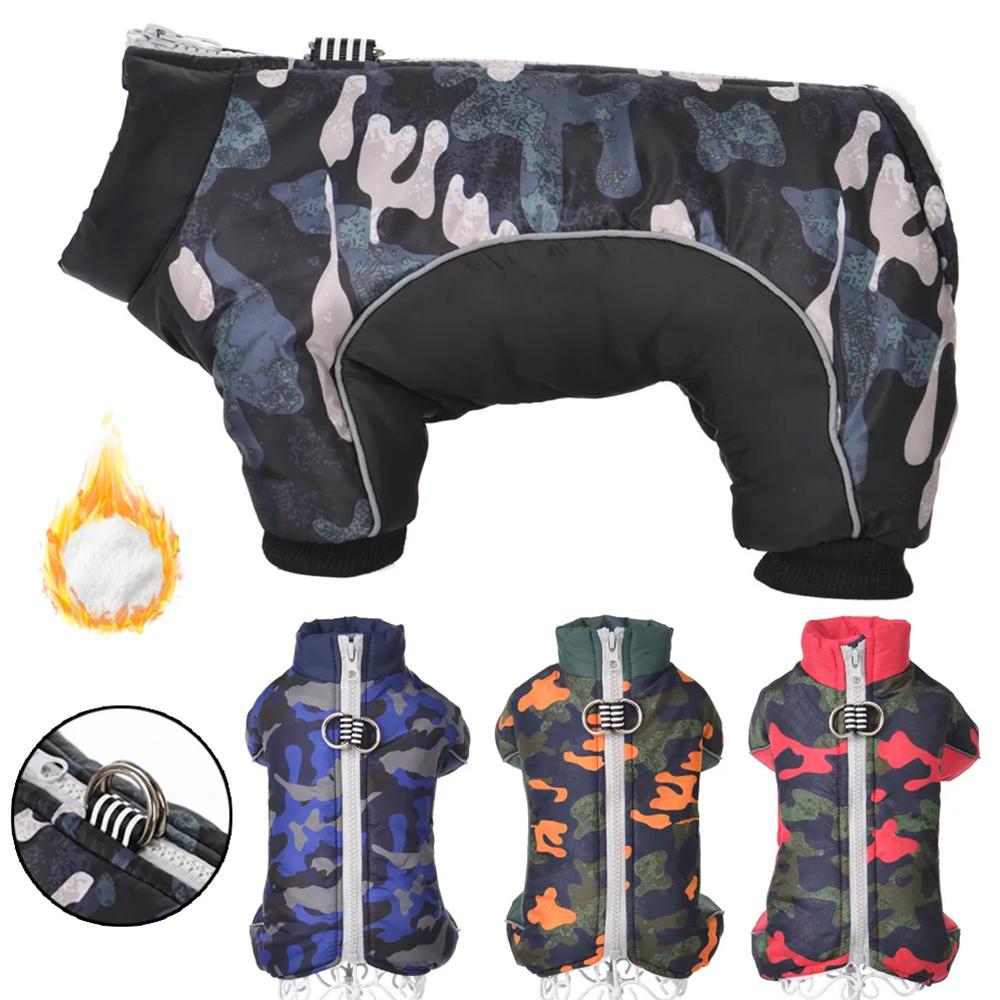 Psí péřová bunda Pet Psí oblečení pro malé psy Kočky Zimní zateplený fleece Hustý kabátek Štěně Větruodolná Maskáčová kombinéza Bunda Francouzský buldoček