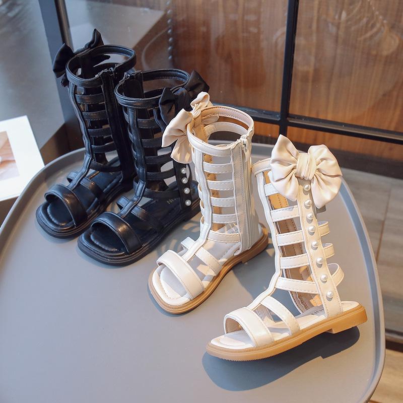 Girls' Sandals, High Top Roman Shoes, Summer New Children's Shoes, Fashionable Princess Shoes for Little Girls, Medium and Large Children