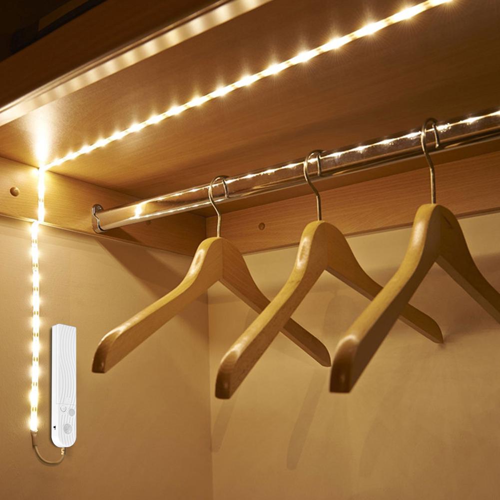 DC 5V PIR Motion Sensor LED Cabinet Light 1m 2m 3m Strip Tape Under Bed Lamp