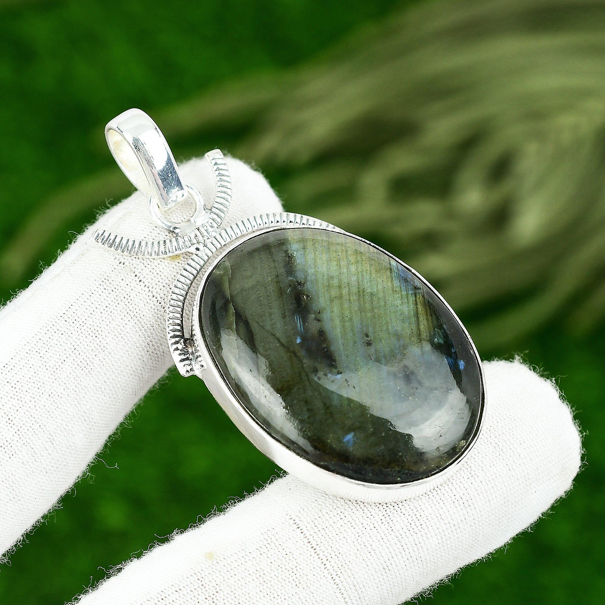 Gift For Women Jewelry Pendant 925 Sterling Silver Natural Labradorite Gemstone