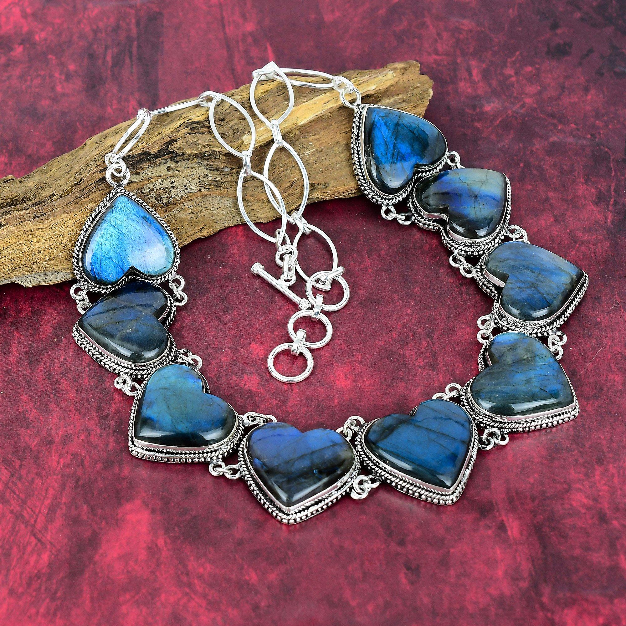 Labradorite 925 Solid Sterling Silver Necklace with Adjustable Chain, Handmade Gemstone Jewelry Necklace For Memorial Day