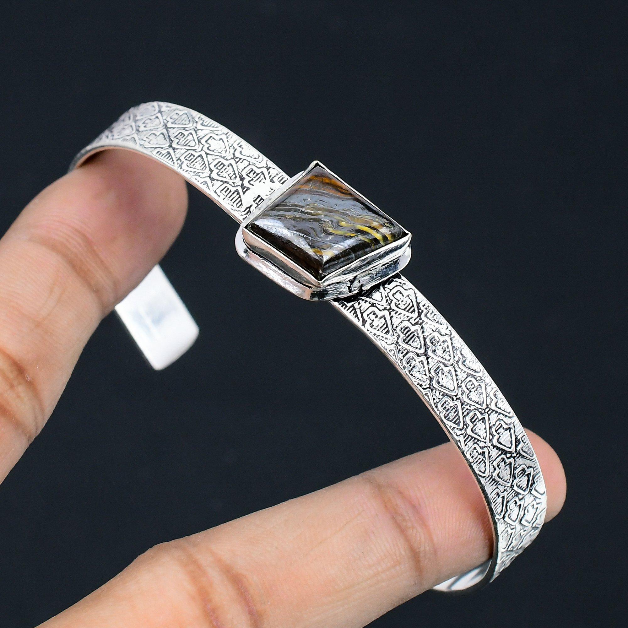 Mothers Day Deal Iron Tiger Eye Stone 925 Silver Handcrafted Daughter New Bangle