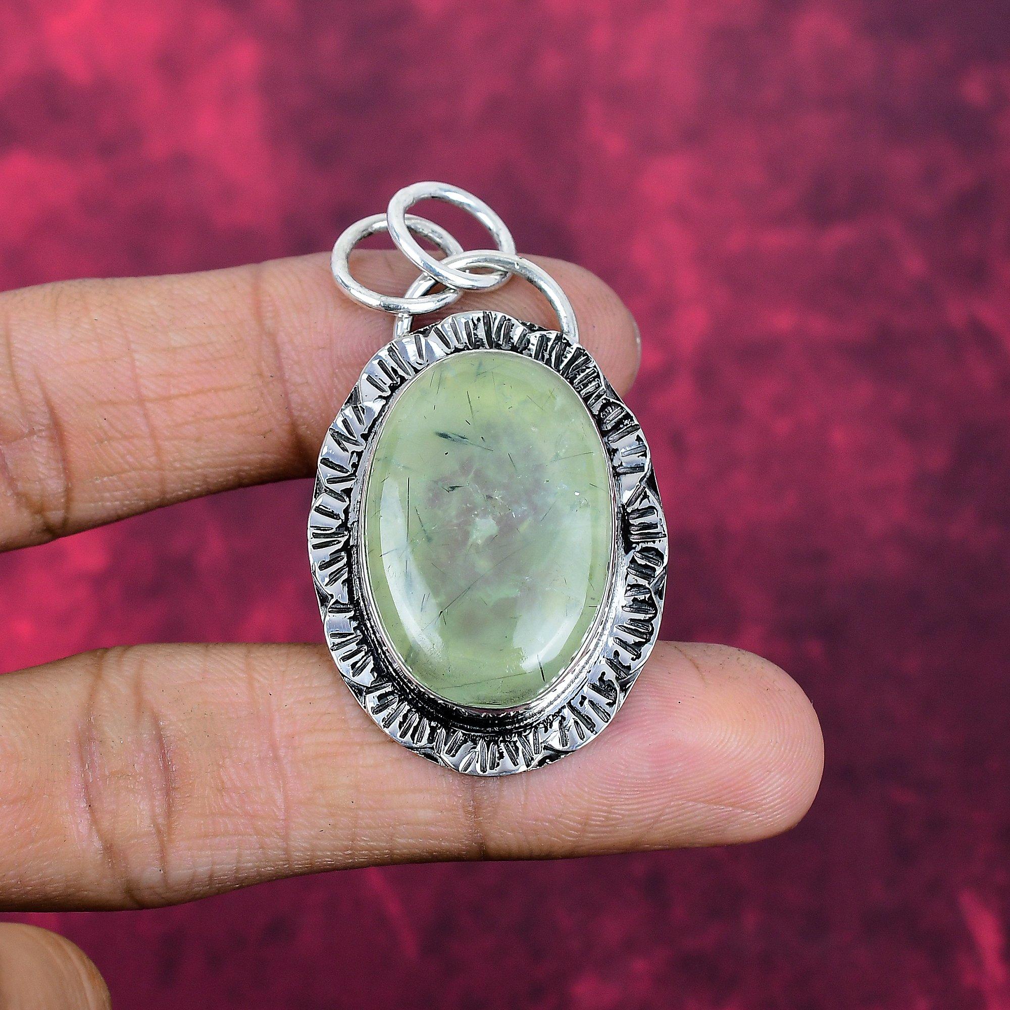 Prehnite Jewelry, 925 Solid Sterling Silver Pendant Handmade Gemstone Jewelry, Gifts For Wife Brand New Pendant