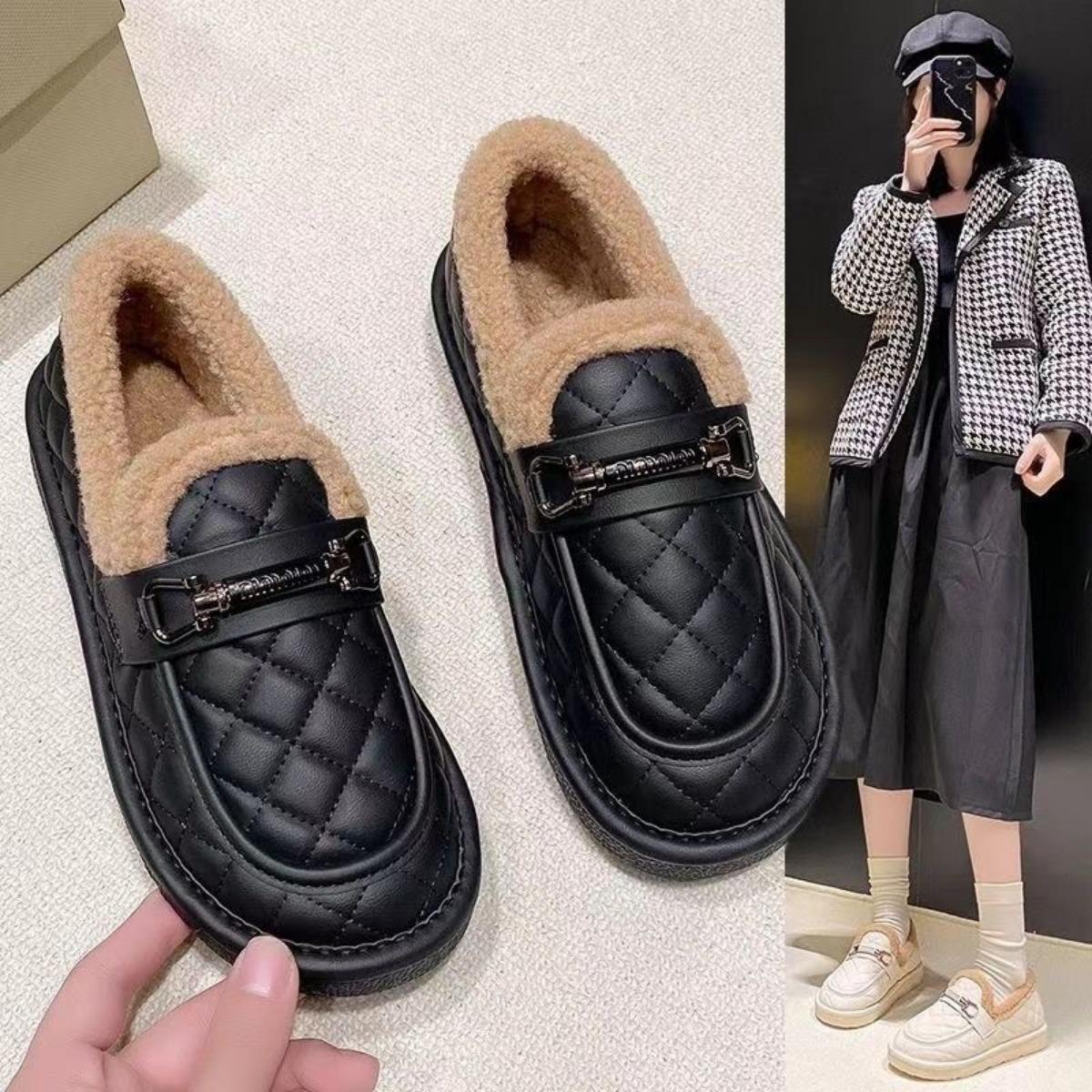 Ladies, Warm Shoes, Cotton Shoes, Non Slip Shoes, Wear-resistant, Comfortable Shoes, Soft Soled Shoes, Plush Cotton