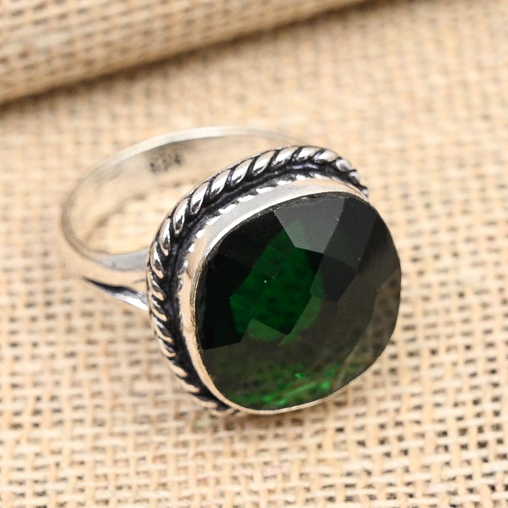 Kromdiopsid Ädelsten Handgjord Solid 925 Sterling Silver Ring Smycke