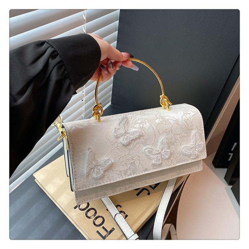 2025 Nuove Borse da Donna Mori Moda Ragazza Dolce Pizzo Fiocco Singola Spalla Manico Metallico Catena PU Borsa Quadrata Piccola alla Moda per Regali di Festa Femminili
