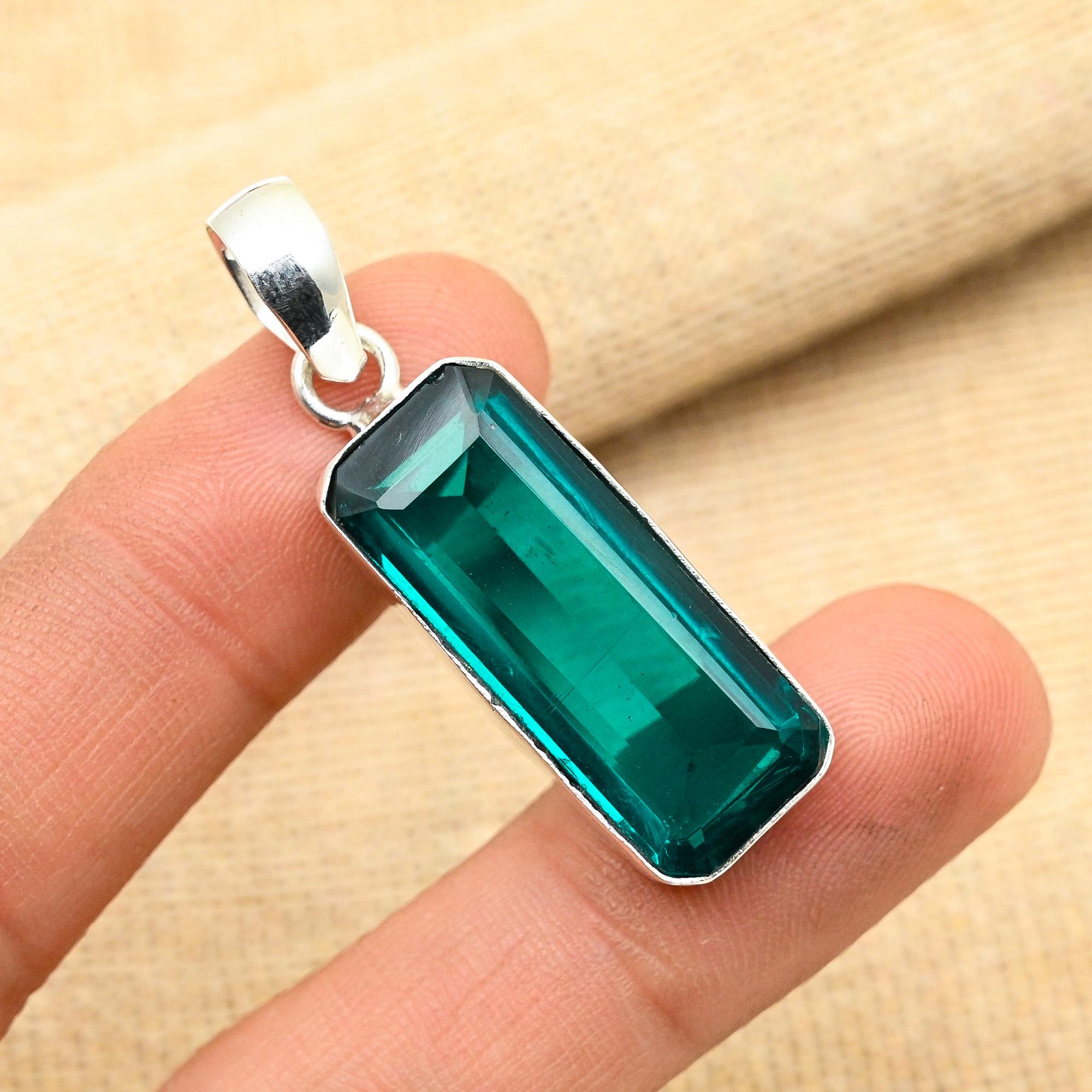 Indicolite Gemstone Handmade 925 Sterling Silver Jewelry Glorious Pendant For Women