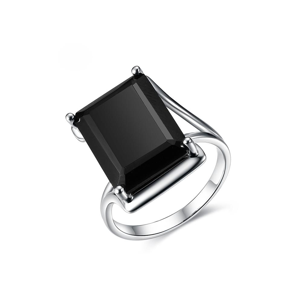Bolaijewelry Új klasszikus design natúr fekete spinel nagy drágakő okt 12*16mm gyűrű 925 ezüst Egyszerű női finom ékszer