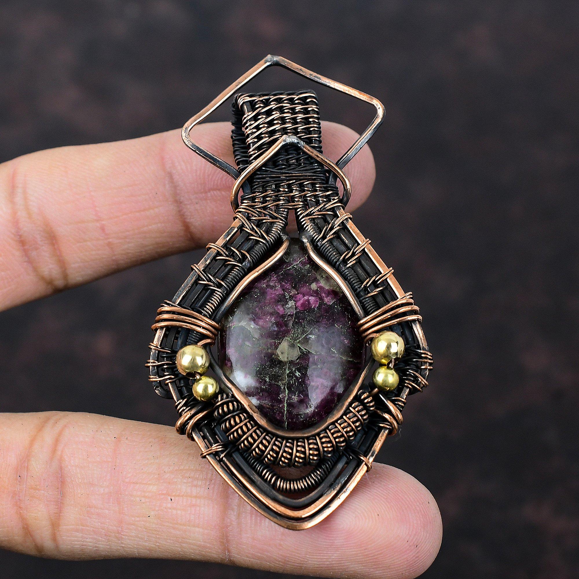 Pink Tourmaline Pendant Copper Wire Wrapped Pendant Gemstone Pendant Copper Wire Jewelry Handmade Pendant Engagement Gift Designer Pendant